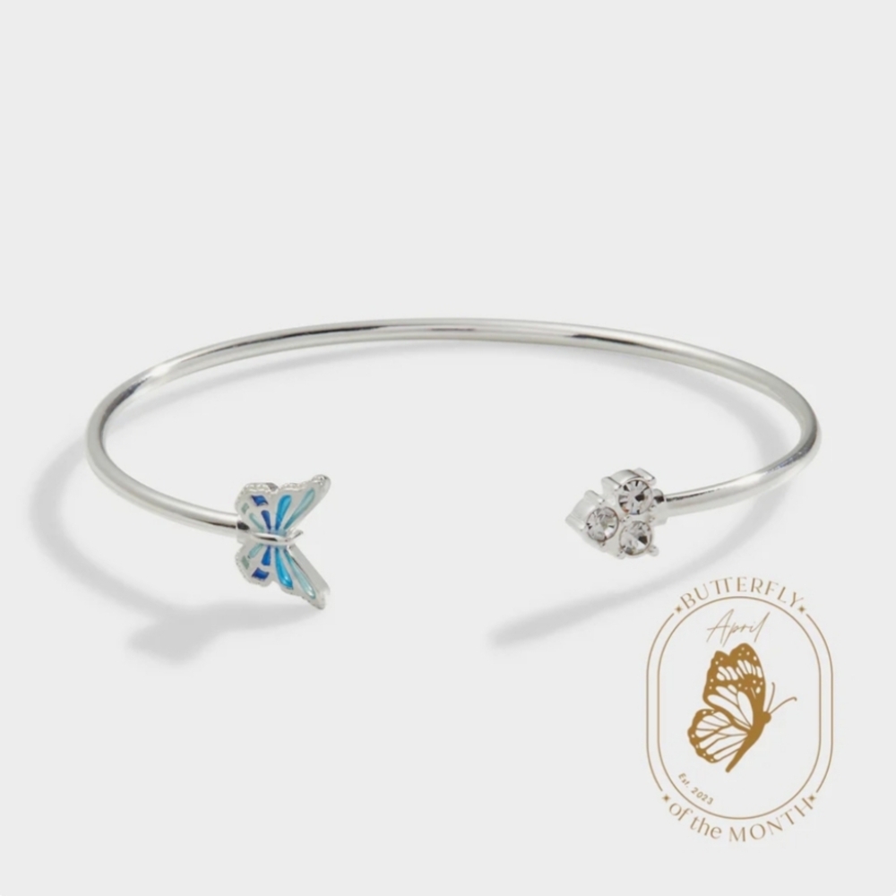 Alex and Ani Butterfly + Crystal Flex Cuff Bracelet